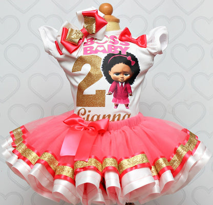 Boss Baby tutu set-Boss Baby outfit-Boss Baby dress-Pink and gold