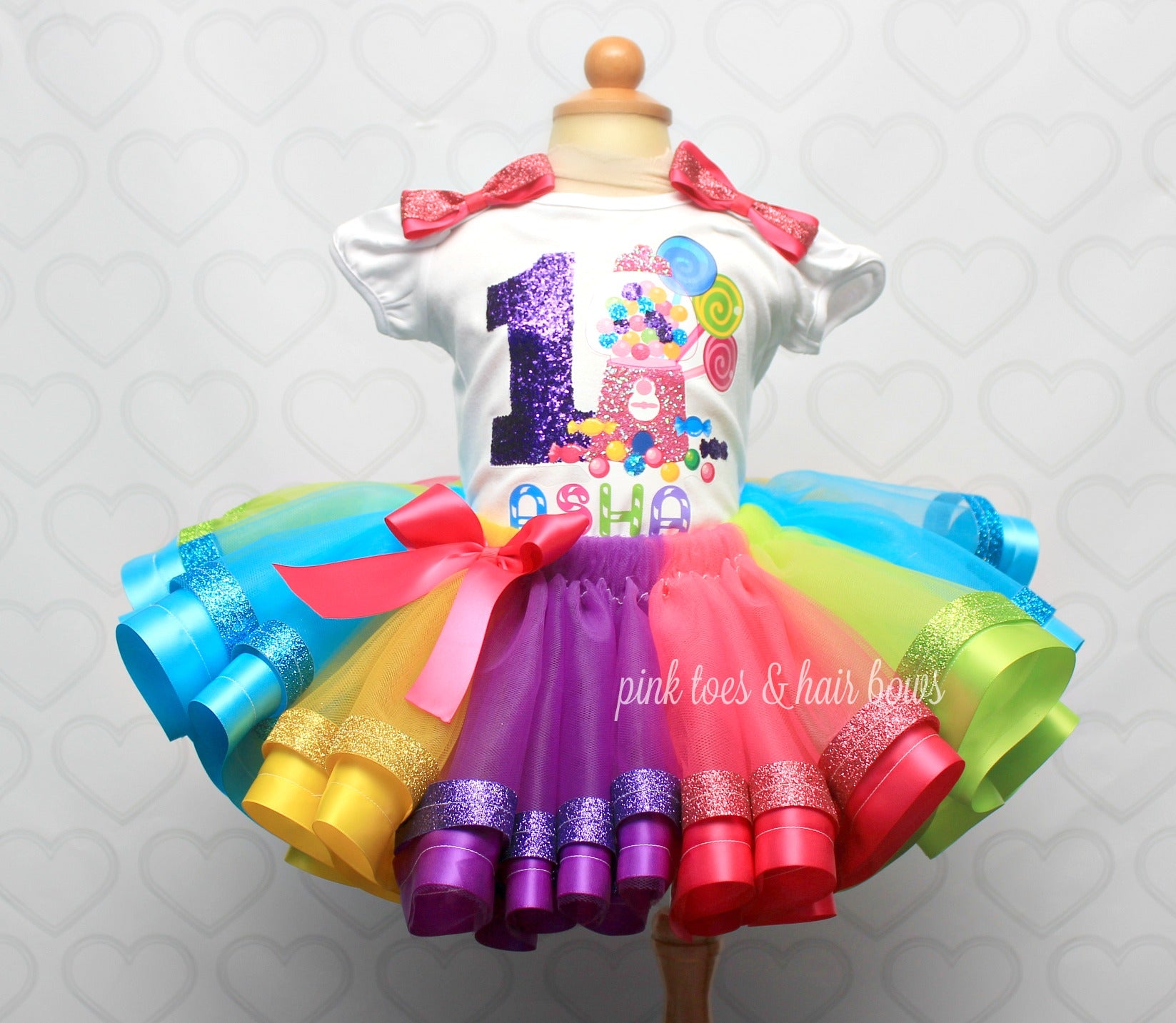 Candy land Tutu set-Candy land outfit-Candy land dress Full set(Shirt Tutu & Hairbow) / 6m