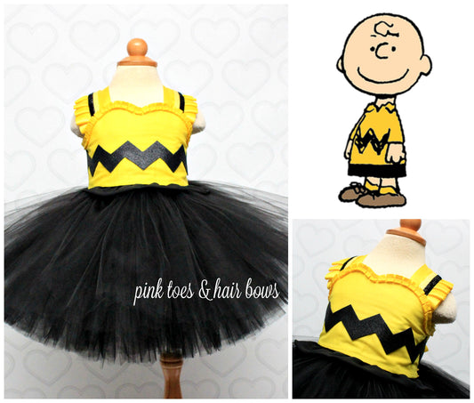 Charlie Brown Dress-Charlie brown costume- Charlie brown tutu- Charlie brown tutu dress
