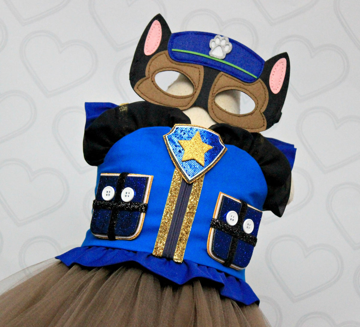 Paw patrol Costume- Chase costume- chase paw patrol tutu dress-paw pat