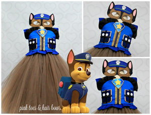 Paw patrol Costume- Chase costume- chase paw patrol tutu dress-paw patrol tutu-Chase dress