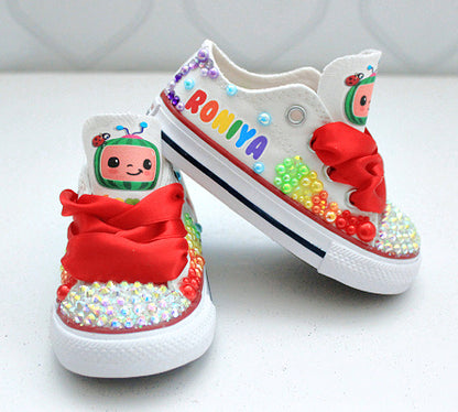 Cocomelon shoes- Cocomelon bling Converse-Girls Cocomelon Shoes-Cocomelon Converse