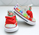 Load image into Gallery viewer, Cocomelon shoes- Cocomelon bling Converse-Girls Cocomelon Shoes-Cocomelon Converse
