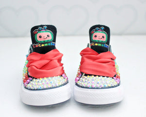 Cocomelon shoes- Cocomelon bling Converse-Girls Cocomelon Shoes-Cocomelon Converse