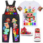 Load image into Gallery viewer, Cocomelon Overalls- Cocomelon Birthday Overalls- Cocomelon Birthday outfit
