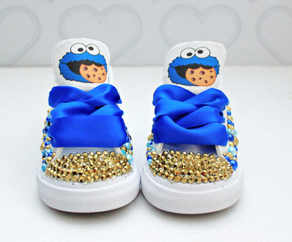 Cookie monster shoes- Cookie monster bling Converse-Girls Cookie monster Shoes