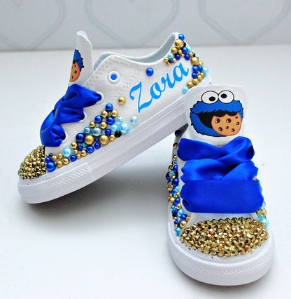 Cookie monster shoes- Cookie monster bling Converse-Girls Cookie monster Shoes