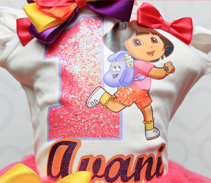 Dora the Explorer Tutu set- Dora the Explorer outfit-Dora the Explorer birthday outfit Shirt & Tutu Only / 18M