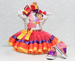 Dora the Explorer tutu set- Dora the Explorer outfit-Dora the Explorer birthday outfit