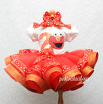 Load image into Gallery viewer, Elmo tutu set-Girly Elmo tutu set-Girl Elmo outfit-Elmo ribbon trim set
