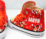 Load image into Gallery viewer, Elmo shoes- Elmo bling Converse-Girls elmo Shoes-sesame street shoes
