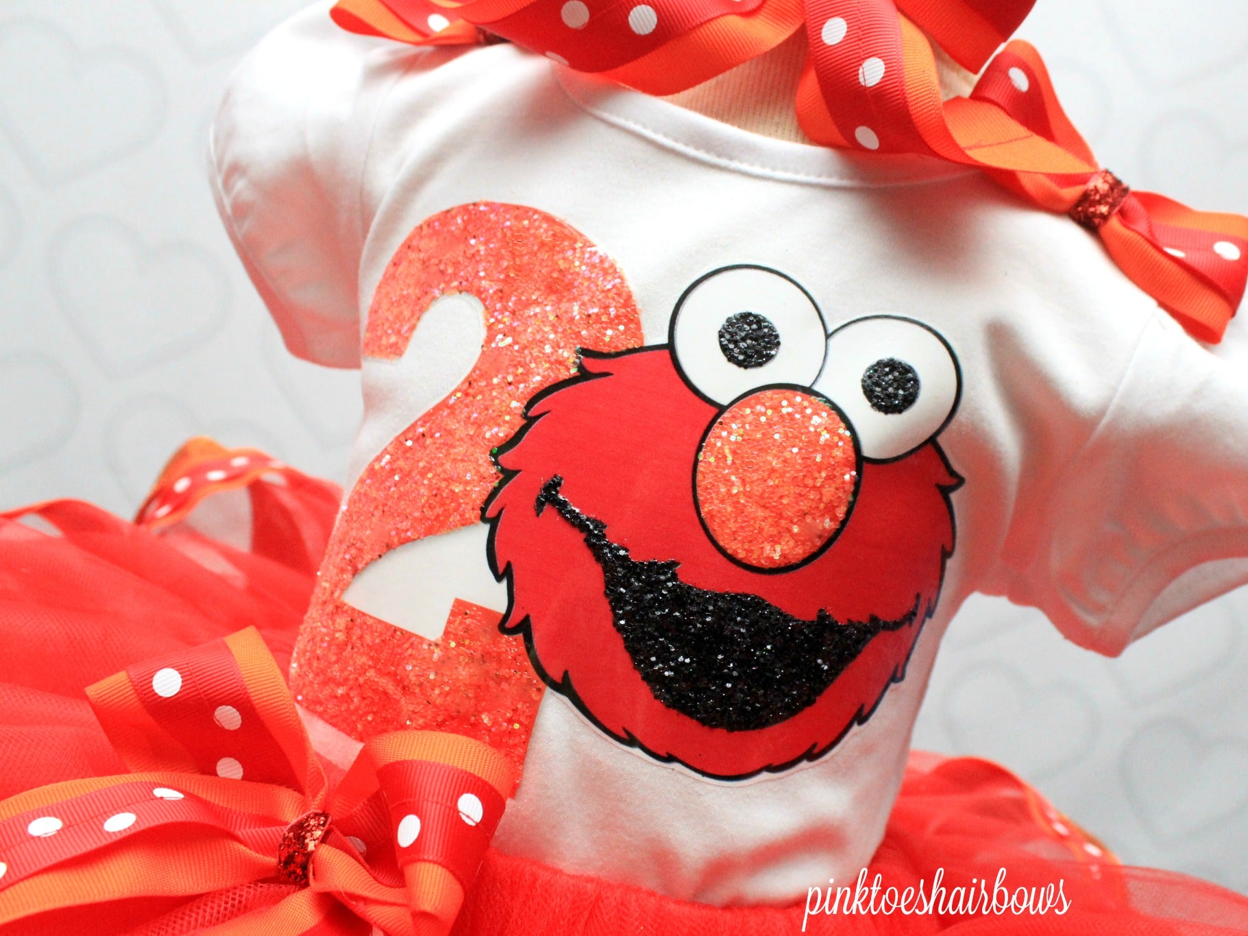 Elmo tutu set-Girly Elmo tutu set-Girl Elmo outfit-Elmo ribbon trim set