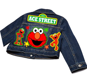Elmo boys outfit - Elmo Denim Set-Boys Elmo  denim set- Elmo Birthday outfit