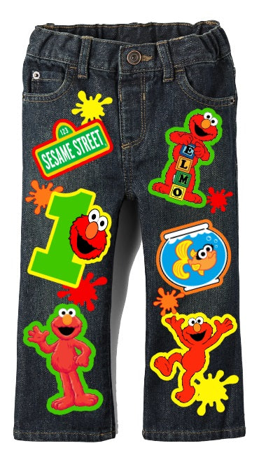 Elmo boys outfit - Elmo Denim Set-Boys Elmo  denim set- Elmo Birthday outfit