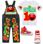 Load image into Gallery viewer, Elmo overalls- Elmo outfit- Elmo birthday shirt- Elmo birthday outfit
