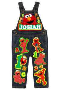 Elmo overalls- Elmo outfit- Elmo birthday shirt- Elmo birthday outfit