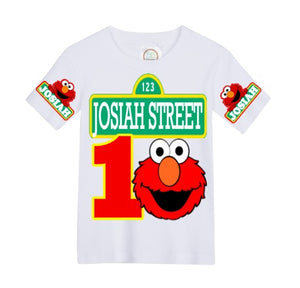 Elmo overalls- Elmo outfit- Elmo birthday shirt- Elmo birthday outfit