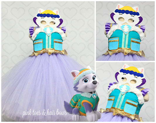Paw patrol Costume- Everest costume- everest paw patrol tutu dress-paw patrol tutu-everest dress