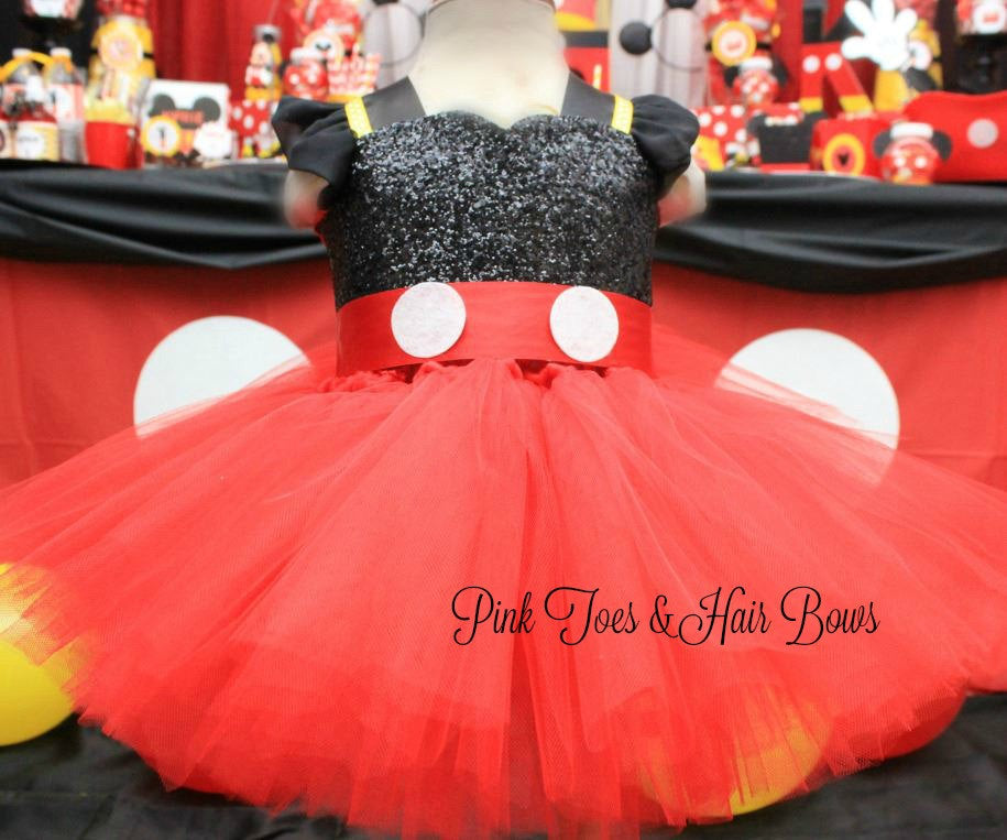 Mickey Mouse dress- Mickey Mouse tutu dress-Minnie Mouse costume-Red Minnie mouse dress