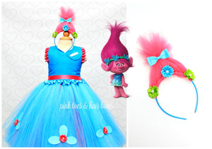 Poppy troll dress- Poppy troll costume-poppy dress- troll dress- poppy troll tutu