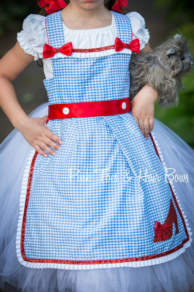 Dorothy Tutu dress- Wizard of oz tutu dress- Dorothy dress-Dorothy cos Pink Toes & Hair Bows Dorothy Tutu dress- Wizard of oz tutu dress- Dorothy dress-Dorothy cos Pink Toes & Hair Bows