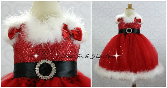 Mrs. Claus Tutu Dress- Christmas tutu dress- Santa Claus costume- Santa Claus dress