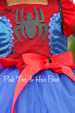 Load image into Gallery viewer, Spider man dress-Spider girl costume- spider girl dress- spider man tutu dress
