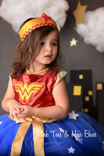 Wonder Woman dress- Wonder woman costume- wonder woman tutu dress- wonder woman