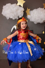 Load image into Gallery viewer, Wonder Woman dress- Wonder woman costume- wonder woman tutu dress- wonder woman
