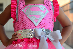 Super girl costume- super girl tutu dress- super girl costume- superman dress-superman tutu