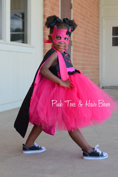 Pink Batgirl costume- Bat girl tutu costume- Batman costume dress- Batman dress-Batman tutu