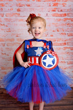 Load image into Gallery viewer, Captain america costume- Captain america dress- Captain america tutu dress
