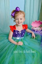 Load image into Gallery viewer, The little mermaid Tutu Dress-The little mermaid dress- Ariel Costume -mermaid Tutu
