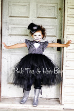 Load image into Gallery viewer, Jack Skellington Tutu Dress- Jack skellington costume- Jack skellington dress- Jack skellington tutu- Nightmare before christmas costume- Nightmare before christmas dress
