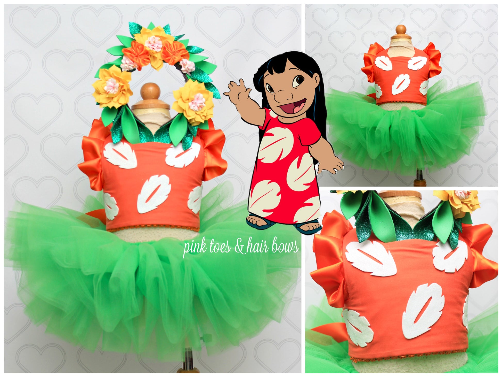 Lilo and Stitch birthday Dress- Lilo and Stitch Tutu Dress-Lilo and St Pink Toes & Hair Bows Lilo and Stitch birthday Dress- Lilo and Stitch Tutu Dress-Lilo and St Pink Toes & Hair Bows