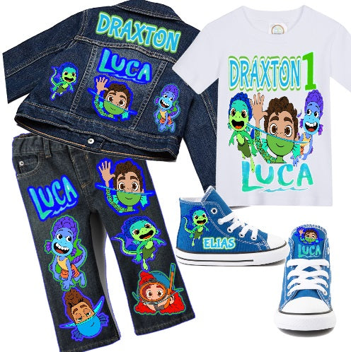 Luca boys outfit - Luca Denim Set-Boys Luca denim set- Luca Birthday outfit