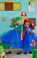 Load image into Gallery viewer, Super mario bros tutu dress- Mario Costume- mario dress- mario tutu- mario tutu dress
