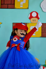 Load image into Gallery viewer, Super mario bros tutu dress- Mario Costume- mario dress- mario tutu- mario tutu dress
