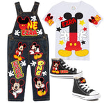 Load image into Gallery viewer, Mickey Mouse overalls-Mickey Mouse outfit-Mickey Mouse birthday shirt-Mickey Mouse birthday outfit
