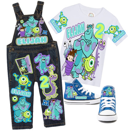 monsters inc birthday shirt Monster inc overalls- Monster inc outfit- Monster inc birthday shirt- Monster inc birthday outfit