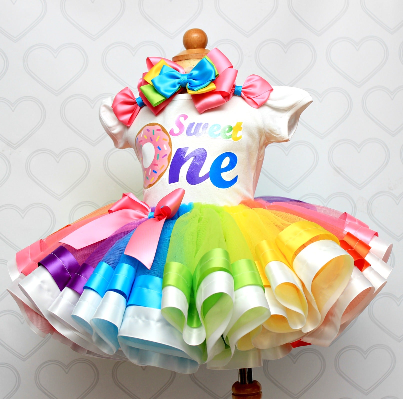 Donut Tutu set- Donut outfit-Donut dress- donut tutu-Rainbow Donut tut – Pink Toes & Hair Bows