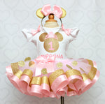 Load image into Gallery viewer, Mouse Tutu set- mouse outfit- mouse birthday outfit-pink and gold mouse outfit-Princess
