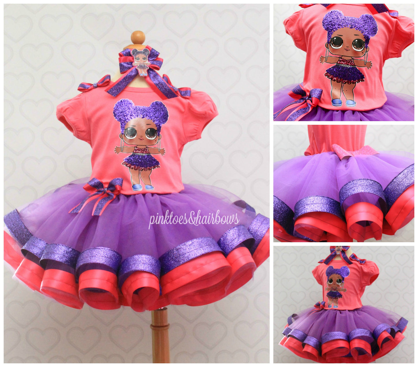 Purple Queen lol surprise doll tutu set-Purple queen lol surprise outfit-Purple queen lol dress