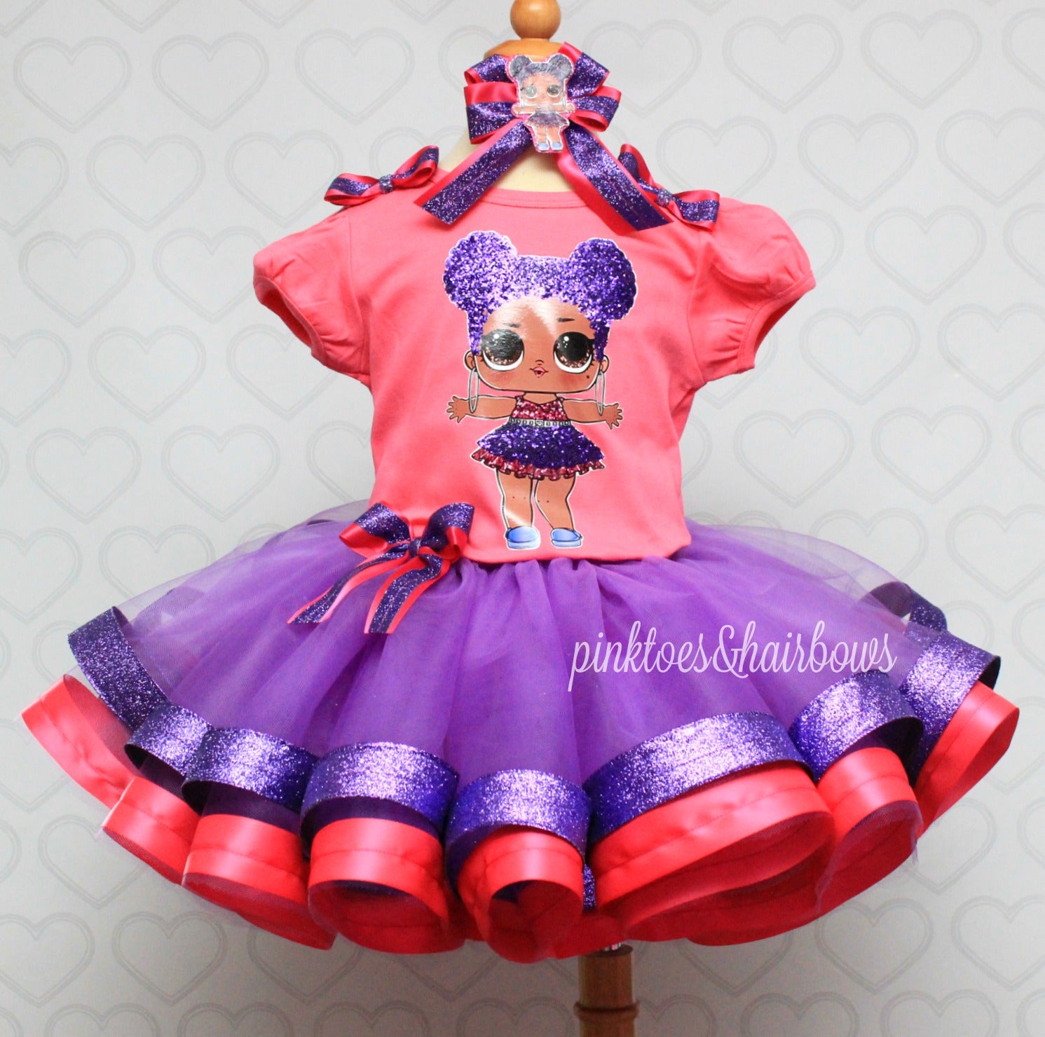Purple Queen lol surprise doll tutu set-Purple queen lol surprise outfit-Purple queen lol dress