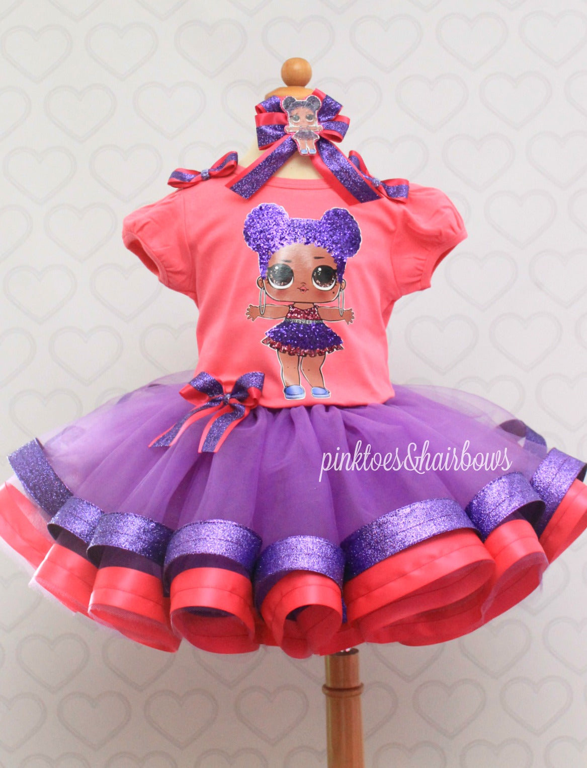 Purple Queen lol surprise doll tutu set-Purple queen lol surprise outfit-Purple queen lol dress