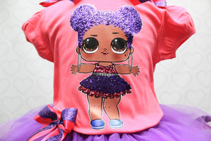Purple Queen lol surprise doll tutu set-Purple queen lol surprise outfit-Purple queen lol dress