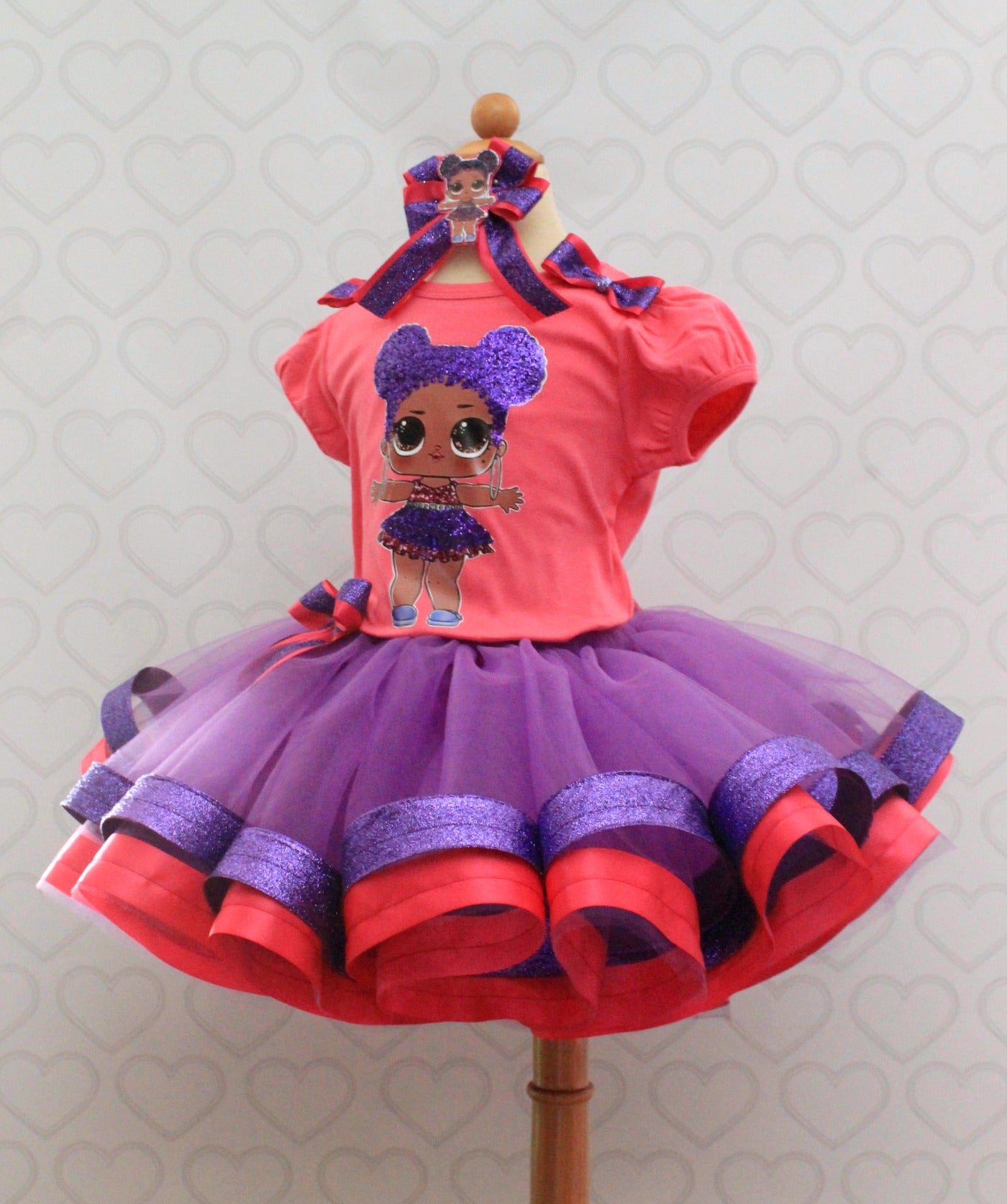 Purple Queen lol surprise doll tutu set-Purple queen lol surprise outfit-Purple queen lol dress