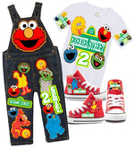 Load image into Gallery viewer, Sesame street overalls-Sesame street outfit-Sesame street birthday shirt
