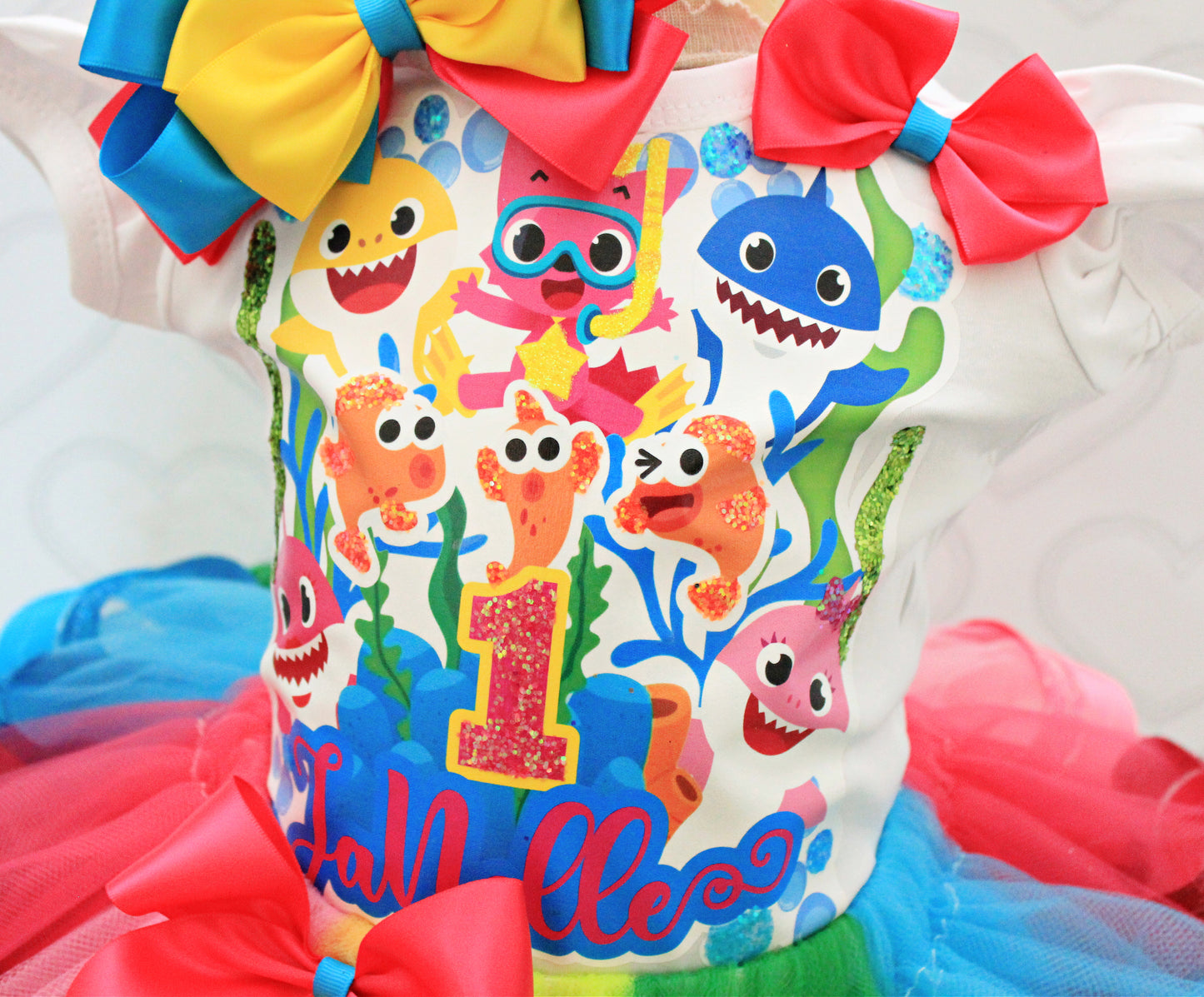 Baby Shark tutu set- Baby Shark outfit-Baby Shark dress- Baby Shark birthday(deluxe)