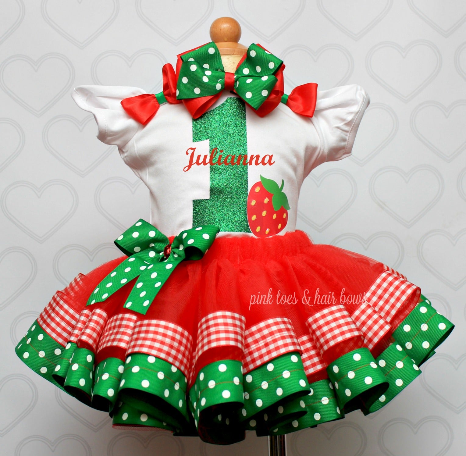 Strawberry tutu set-Strawberry outfit-Strawberry dress